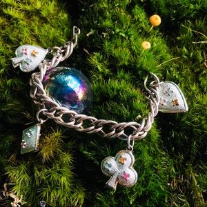 1950s Silver Card Charm Bracelet / Poker VLV